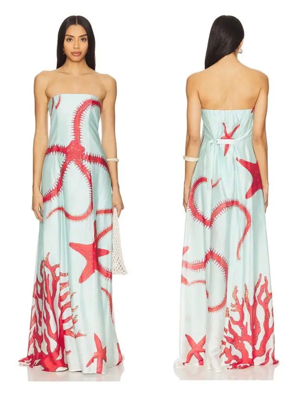 MUMA WORLD Ursa Strapless Maxi Dress in Blue Size Small